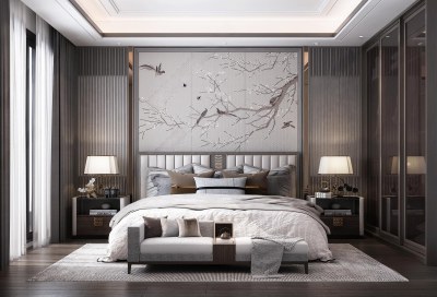 新中式家居卧室3D模型下载